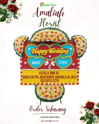 Karangan Papan Bunga Pernikahan di Olo